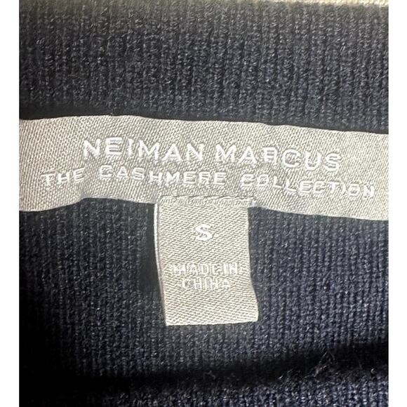 Neiman Marcus Navy Stripes Bell Sleeves Silk Cashmere Blend Sweater Women's S - Picture 4 of 6